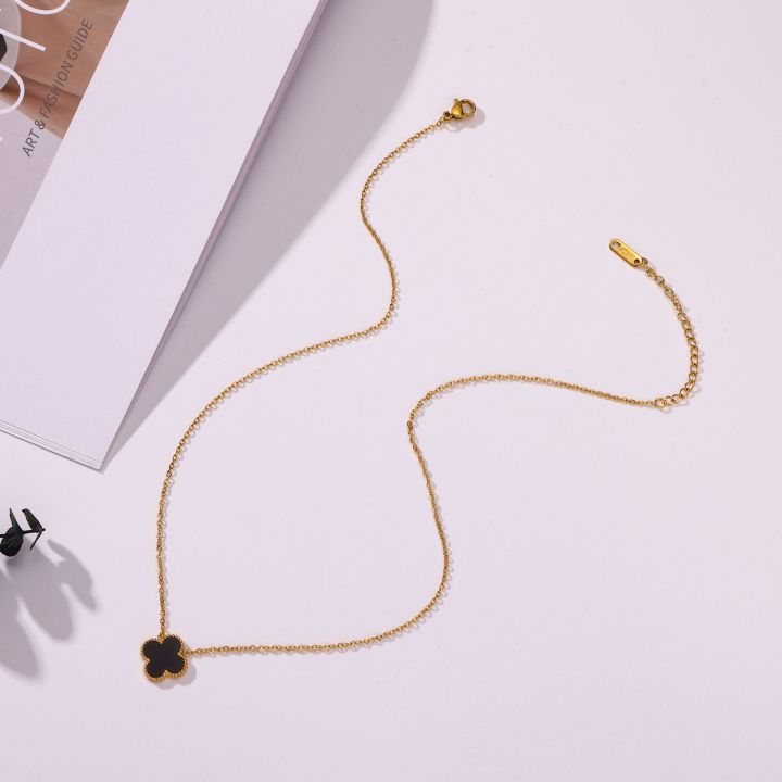 2023%20Fashion%20Designer%20Brand%20Luxury%20Stainless%20Steel%20Bracelet%2018k%20Gold%20Plated%20Four%20Leaf%20Clover%20Necklace%20Set%20For%20Women%20-%20Image%208