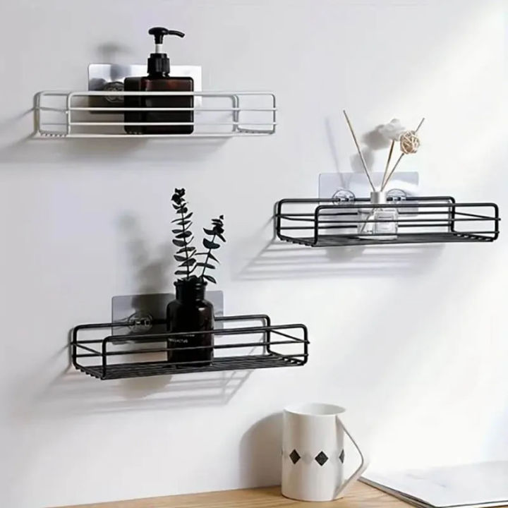Punch-Free Bathroom Rack Wall-Mounted Storage For Bathroom Shampoo Cosmetic Seasoning Storage Rack Bathroom Kitchen Accessories _ DS MART