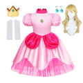 Peach Princess Dress Girl 2-10 Years Daisy Cosplay Costume Rosalina Clothes Children Birthday Theme Party Carnival Outfit.
