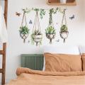 GC 2pcs Succulent Plants Wall Stickers, Removable Potted Plant Wall Decals Peel And Stick, Floral Leaf Decor Art DIY Sticker Wallpaper Supplies For Living Room. 