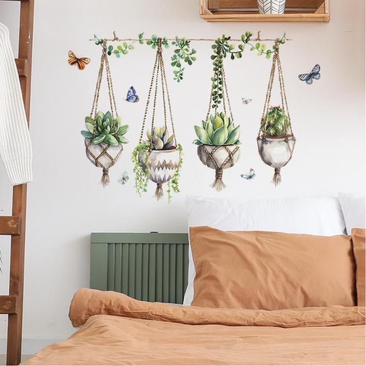 GC%202pcs%20Succulent%20Plants%20Wall%20Stickers,%20Removable%20Potted%20Plant%20Wall%20Decals%20Peel%20And%20Stick,%20Floral%20Leaf%20Decor%20Art%20DIY%20Sticker%20Wallpaper%20Supplies%20For%20Living%20Room%20-%20Image%208