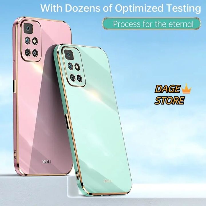 Fashions High Quality Casing for Xiaomi Redmi 10 Solid Color Straight Edge 6D Plating Phone Case Soft Cover