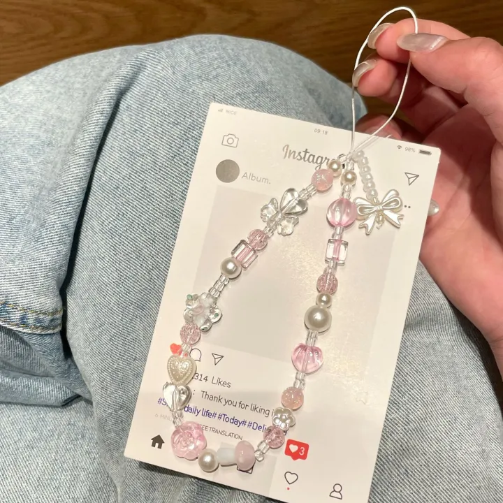 Beaded%20Phone%20Chain%20Charm%20Lanyard%20for%20iPhone%20Samsung,%20Cute%20Baroque%20White%20Bow,%20Flower%20Charm,%20Universal%20Accessories%20Jewelry%20Pendant%20-%20Image%204