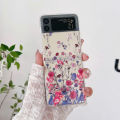 【Solitary waves】For Samsung Galaxy Z Flip 5 4 3 Case Floral Transparent Folding with Bracelet For Samsung Z Flip 3 5G ZFlip4 Hard PC Back cover.