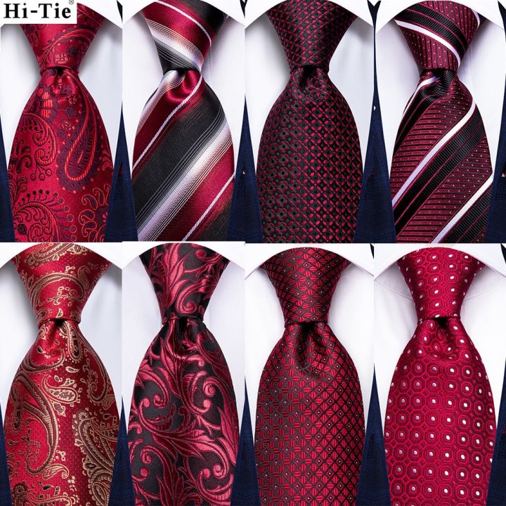 Hi-Tie%20Burgundy%20Paisley%20Striped%20Silk%20Wedding%20Tie%20For%20Men%20New%20Design%20Mens%20Necktie%20Hanky%20Cufflinks%20Set%20Business%20Party%20Dropshipping%20-%20Image%203