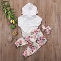 Baby Girl Infant Clothes Hooded Tops Floral Large Pocket Long Sleeve Sweatshirt Pants Infant Outfits Sets Tracksuit. 