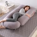 Large Size Pregnancy Pillow Gray J-Shape Pregnant Pillow Crystal velvet Full Body Maternity Pillow for Pregnant Women.