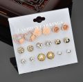 9 Pairs (18 Pcs)/Set Stud Earring Set New Collection.