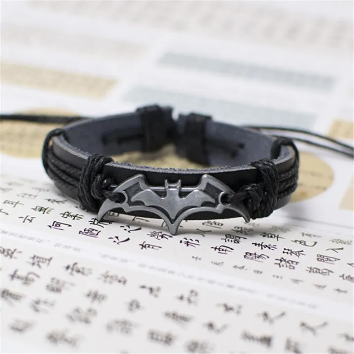 (New)%20vintage%20handmade%20Batman%20leather%20bracelet%20for%20women%20men%20rope%20chain%20bat%20charm%20bracelets%20jewelry%20accessories%20-%20Image%202