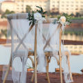 GC Wedding Decorations, Wedding Chair Decorations With Artificial Open Rose, Green Leaves, Handmade Chiffon Ribbons, Wedding Flowers Decorations For Ceremony.