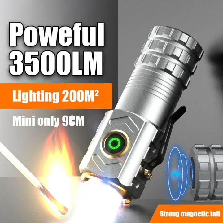 High Quality 3 Core Powerful Mini LED Flashlight Rechargeable Super Bright Torch Waterproof With Magnet For Hiking Camping