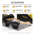 ShadeLux, Classic Vintage Square Frame Bamboo Temples Sunglasses, For Men Women Outdoor Party Vacation Travel Driving Supply Photo Prop. 