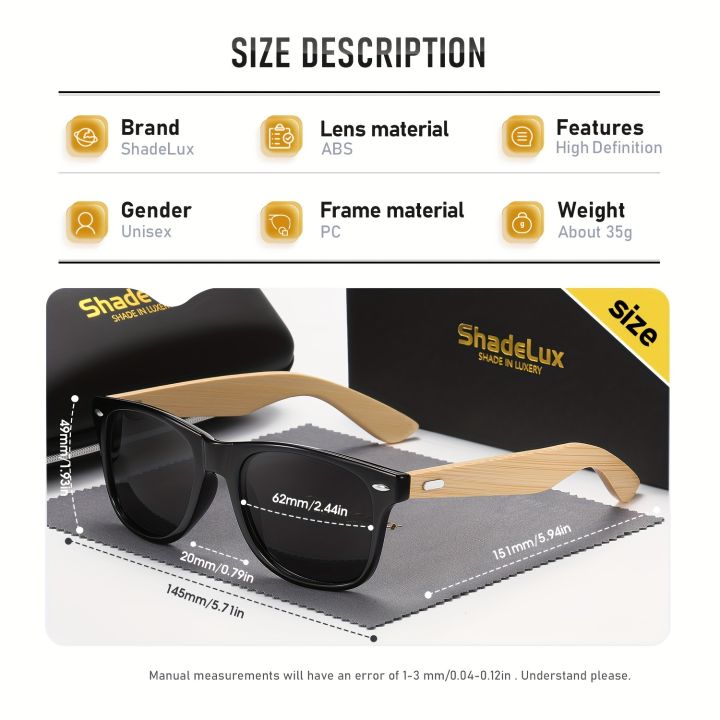 ShadeLux,%20Classic%20Vintage%20Square%20Frame%20Bamboo%20Temples%20Sunglasses,%20For%20Men%20Women%20Outdoor%20Party%20Vacation%20Travel%20Driving%20Supply%20Photo%20Prop%20-%20Image%202