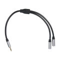 3.5mm Y Splitter Three Section Audio Cable 3.5mm Female to Dual 3.5mm Male Headphone Splitter Audio Expansion Cable 0.3m Black.