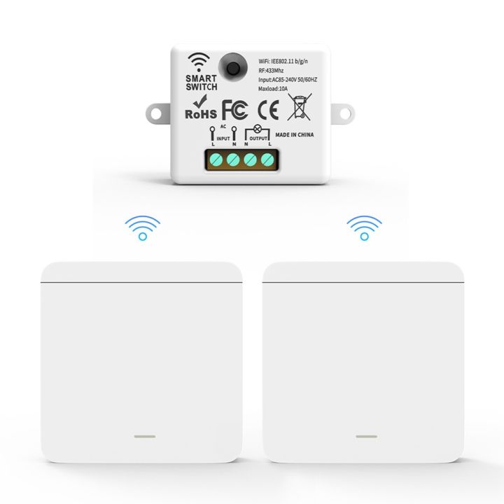 Wireless Light Wall Switch RF 433Mhz Relay Receiver with 2x1Gang Panel Switch LED Remote Control for LED Lamp