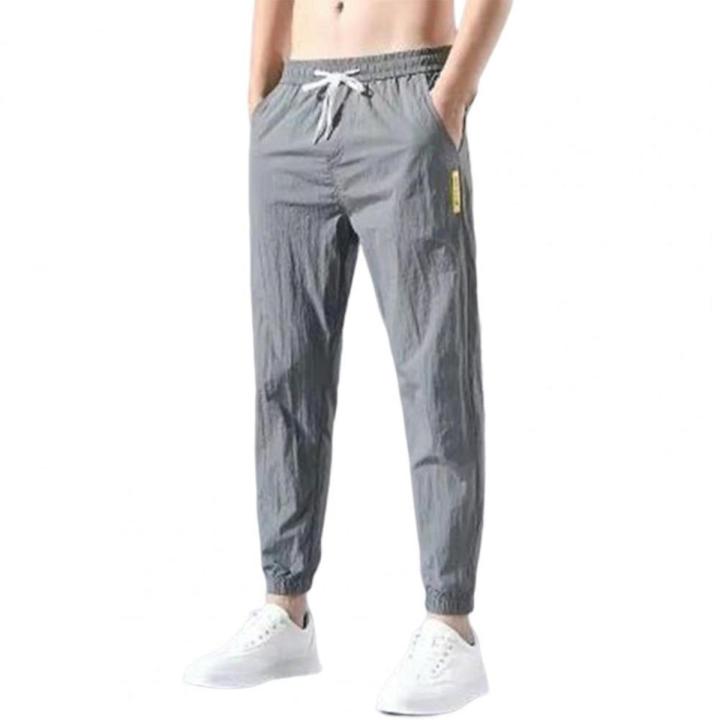 Stylish Casual Pants Mid-waisted Men Clothing Polyester Korean Style Men Ankle Tied Joggers Pants