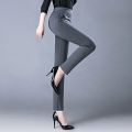 Spring Autumn Elegant High Waist Casual Stretch Slim Middle Aged Women Trousers Ladies Fashion All Match Black Gray Pencil Pants.