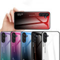 PlusCase for Samsung Galaxy M15 / F15 5G Case Glass Hard Gradient Painted Shockproof Phone Back Cover.