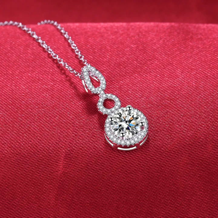 Douyin%20Kuaishou%20live%20broadcast%20imitation%20moissanite%20concentric%20knot%20gourd%20necklace%20women's%20fashion%20Baita%20light%20luxury%20Baita%20clavicle%20chain%20-%20Image%204