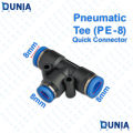 6mm 8mm 10mm 12mm Fittings Tee Pneumatic Quick Connector T Type 3-Way For Hose Tube PE-4 PE-6 PE-8 PE-10 PE-12.
