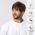 Bob Pixie Cut Wig for Men Light Brown Short Straight Synthetic Layered Wig with Bangs Natural Looking Hair for Cosplay Daily. 