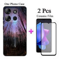 2 IN 1 Tecno Spark Go 2023 Case Soft TPU Colorful Painted Phone Case With Curved Tempered Film.