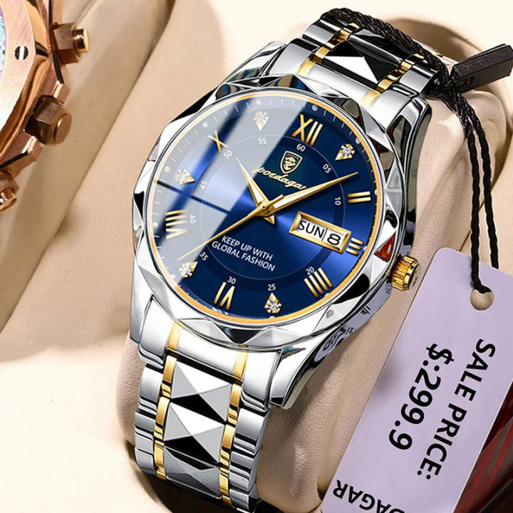 POEDAGAR Brand Fashion Mens Watch Luxury Top Business Stainless Steel Waterproof Wristwatches Male Sport Luminous Date Man Clock