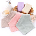 A6L10 strip pack of high-density coral fleece square towel children's face towel small towel soft and comfortable cleaning towel logo. 