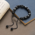 Lava Stone Bracelets for Men Matte Black Beaded Bracelet With Adjustable Designs For Boys. 
