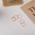 Pink 5 Piece/Set General Fashion Multi-Style Finger Rings For Female Girls - Elevate Style Set Of 5 Pink Multi-Style Finger Rings. 