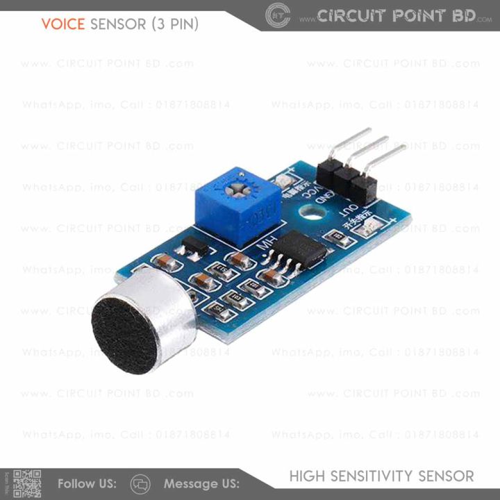 Voice Sensor / Sound Detection Sensor. 3pin High Sensitivity Voice ...