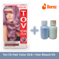 Tov Ch Hair Color Cream Pink Purple 80ml + Hair Bleach Kit Ready To Apply 1Pair. 