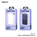 Remax RPP-177 2.4A fast charging power bank 30000mAh LED light High Capacity Power banks. 