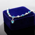 Trendy Crystal Rhinestone Heart Shape Light Blue Stone Bracelet for Women New Collection - Bracelet for Girls Simple Stylish. 