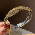 New Fashion Shiny Korean Style Women Girls Hairband Wave Crossed Non-Slip Hair Hoops Headband Hair Accessories.