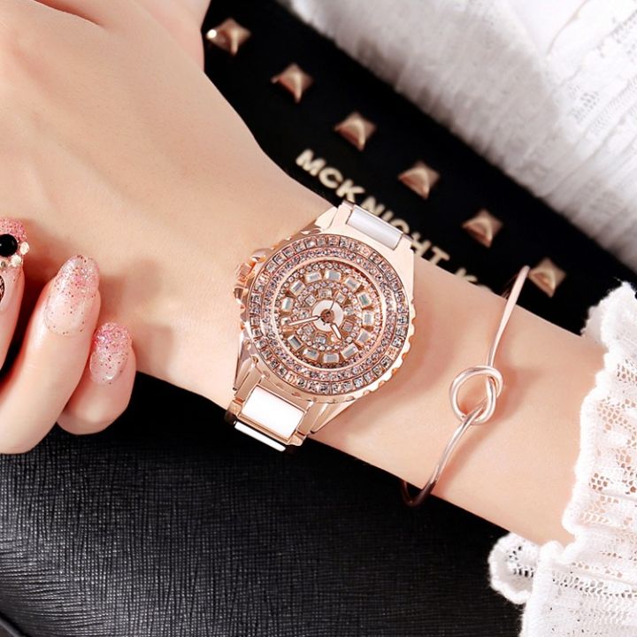 Mary Ceramic Personalized Fashion Trend Full Diamond Women's Watch New Rose Gold