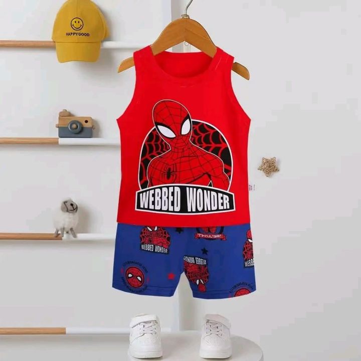 Boys/Girls Dress set; Toddler; Kids; Children; Baby Boys; Girls; Summer Cotton; T-shirt; pant; Tank Top; Set; all over; Printed knit fabric items