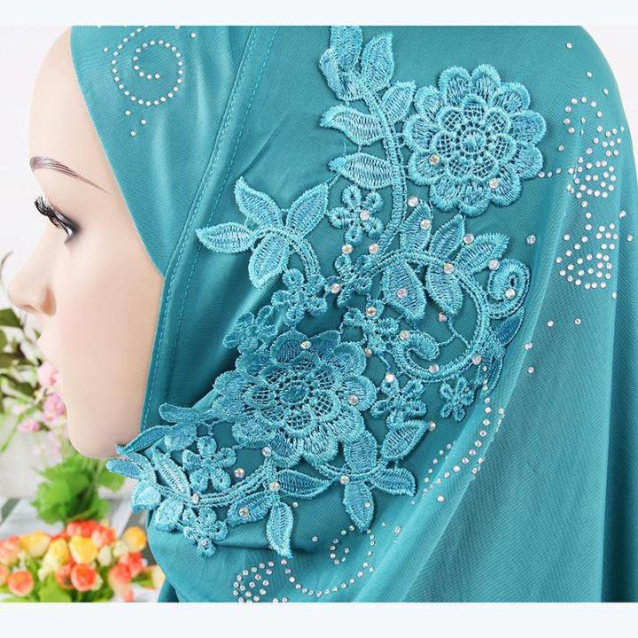 Malaysia%20Muslim%20Hijab%20Scarf%20One%20Piece%20Amira%20Solid%20Flower%20Rhinestone%20Shawl%20Women%20Headscarf%20Ready%20To%20Wear%20Musulmane%20Femme%20Cap%20Hat%20-%20Image%205