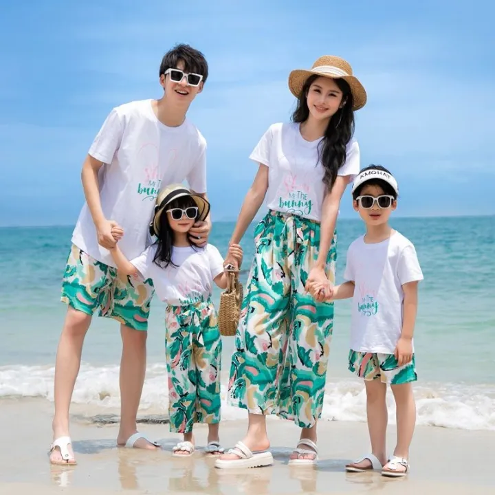 Same%20Color%20Couple%20Wear%20Summer%20New%20Parent-Child%20Wear%20Short%20Sleeve%20T%20T-shirt%20Seaside%20Vacation%20Beach%20Couple%20Leisure%20Wide%20Loose%20Pants%20-%20Image%207