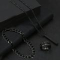 3pcs/set Men's Fashion Alloy Cross Pendant Necklace + Bracelet + Ring Set for Men.