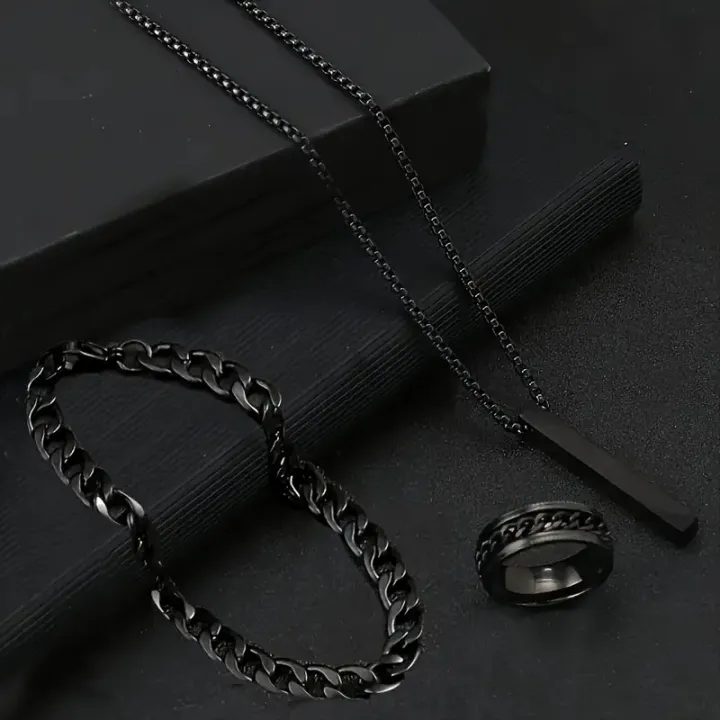 3pcs/set%20Men's%20Fashion%20Alloy%20Cross%20Pendant%20Necklace%20+%20Bracelet%20+%20Ring%20Set%20%20for%20Men%20-%20Image%205