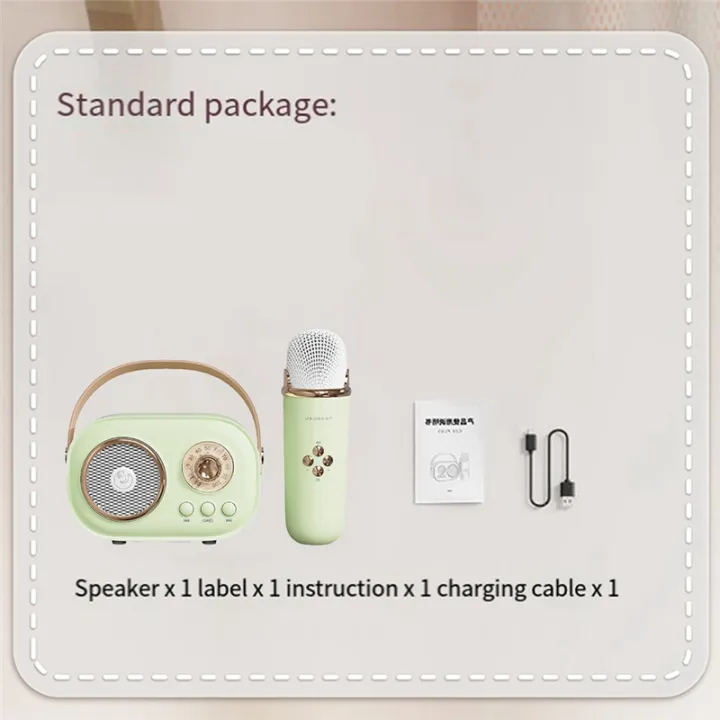 JOJOCAT%20Wireless%20Bluetooth%20Audio%20Portable%20Amplifier%20Home%20KTV%20Microphone%20Children'S%20Karaoke%20Small%20Microphone%20Speaker%20Green%20Durable%20Easy%20Install%20-%20Image%208