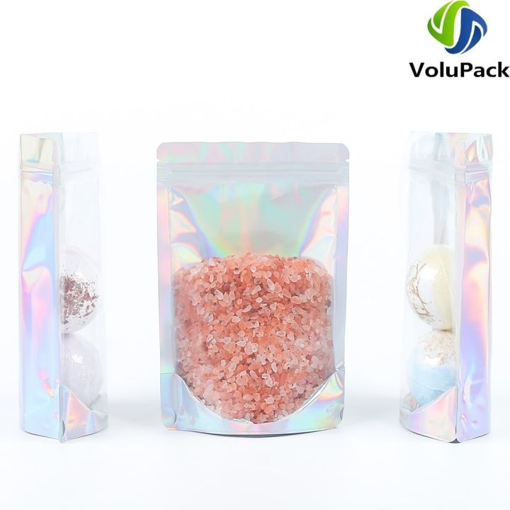 100PCS%20Smell%20Proof%20Plastic%20Package%20Ziplock%20Bags%20Clear%20Front%20Holographic%20Silver%20Pouches%20Recyclable%20Metallic%20Mylar%20Storage%20Bags%20-%20Image%204