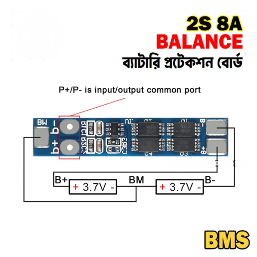 2S 7.4V-8.4V 8A 18650 Li-ion Battery Protection Board BMS PCM HX-2S-01 ...