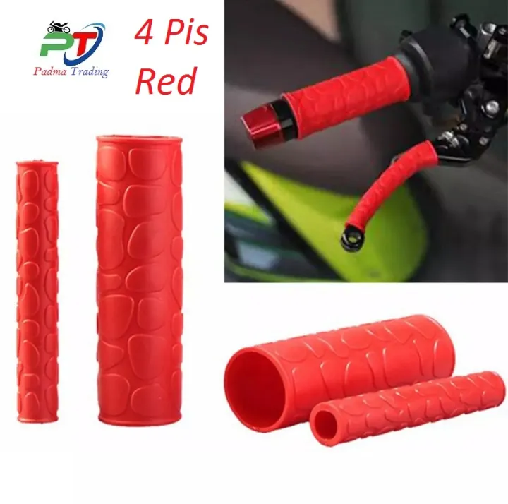 4%20Pis%20universal%20soft%20rubber%20Handle%20Bar%20Grip%20or%20Grips%20Cover%20for%20motorcycle-%20Red%20-%20Image%202