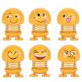 4 pis Emoji Smiley Face Spring Doll, Cute Emoji Bobble Head Dolls Car/table Ornaments Bounce Toys, Spring for Children Shaking Head Expression Pack Toys Mix design - Yellow.
