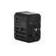 WIWU UA-301 Universal Travel Adapter with 4 USB Port + Type-C 5.6A Fast Charger - Black. 