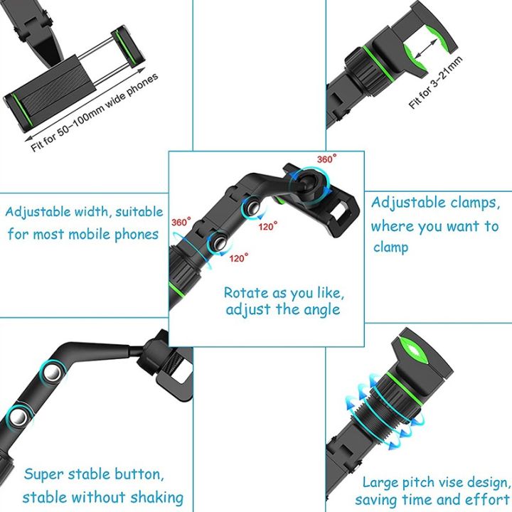 TOHAYIE%20360%20Degrees%20Car%20Rearview%20Mirror%20Mount%20Phone%20Holder%20for%204.0-6.1%20Inch%20Navigation%20Bracket%20Stand%20Adjustable%20Support%20-%20Image%202