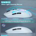 SOLAKAKA SM802 Tri-mode Gaming Mouse RGB Wirelss Ultralight Custorizable Silent Mice 2.4G/BT/Wired E-sports Gaming Mouse For PC. 