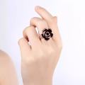 Big Black Rose Flower Ring for Women Stylish Accessory. 
